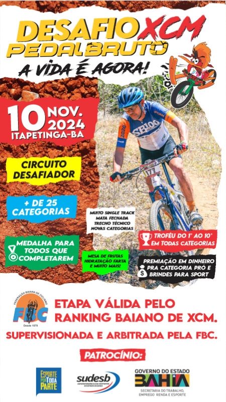 Cartaz do Desafio Pedal Bruto de MTB XCM - 2024