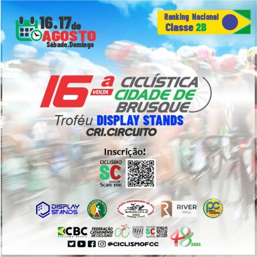 Cartaz do 16ª VOLTA CICLÍSTICA CIDADE DE BRUSQUE