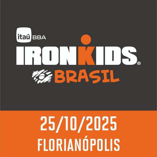 Cartaz do ITAÚ BBA IRONKIDS 2025 - IRONMAN 70.3 FLORIANÓPOLIS